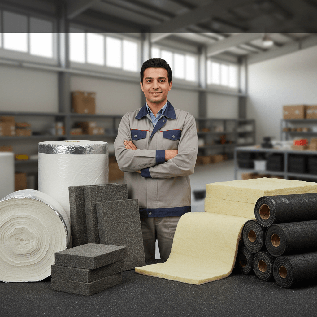 مجموعه محصولات عایق آریا شامل پشم شیشه وشم سنگ و ایزوگام در انبار